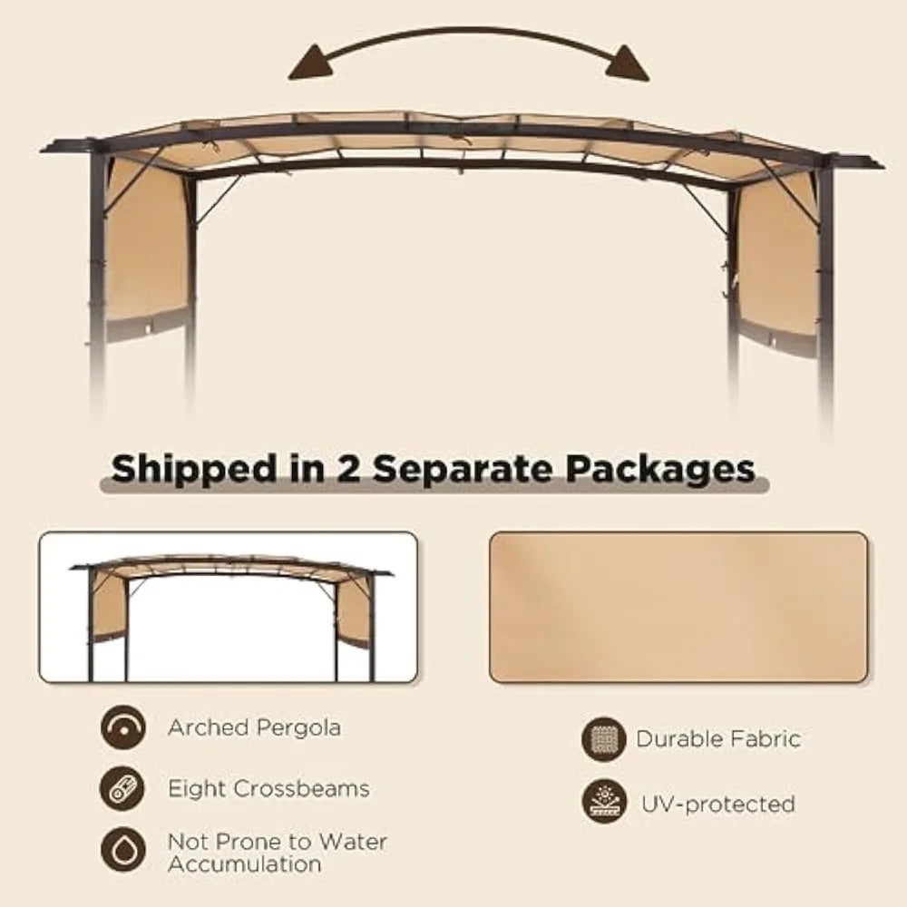 Pergola 9' x 12' Outdoor Pergolas, Pergolas and Gazebo Clearance, Retractable Metal Pergola with Sun Shade Canopy for Patio