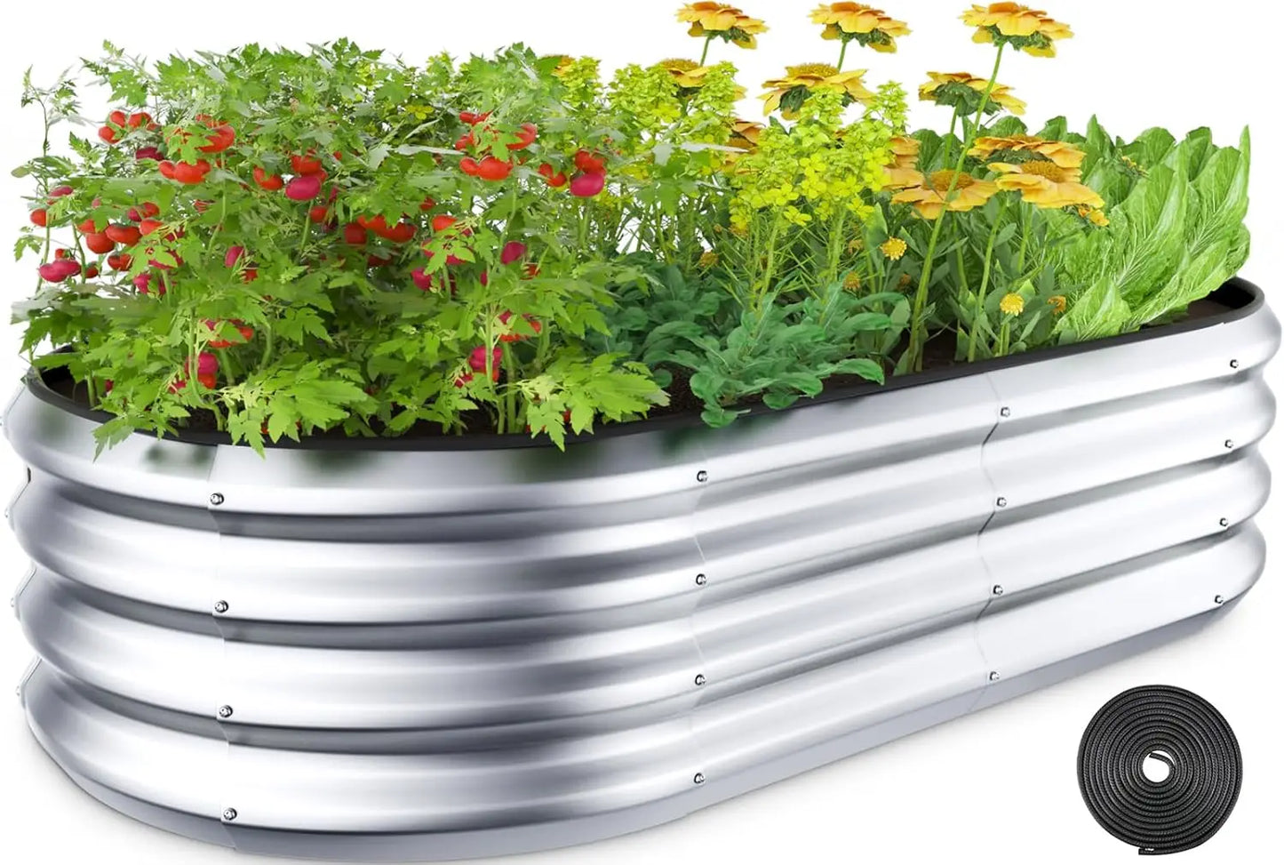 Raised Garden Bed Kit, 4x2x1 ft Galvanized Planter Box Outdoor with Safety Edging, Large Metal Raised Beds