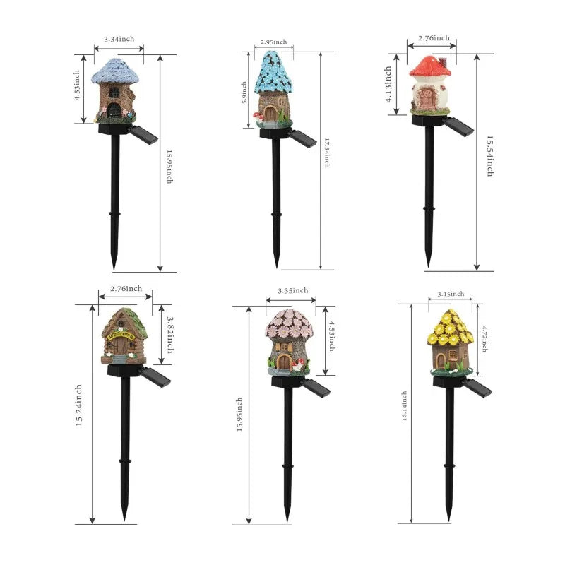 2025 New Cartoon Anime Resin Creative Mushroom House Outdoor Waterproof Ground Light Solar Garden Landscape Light