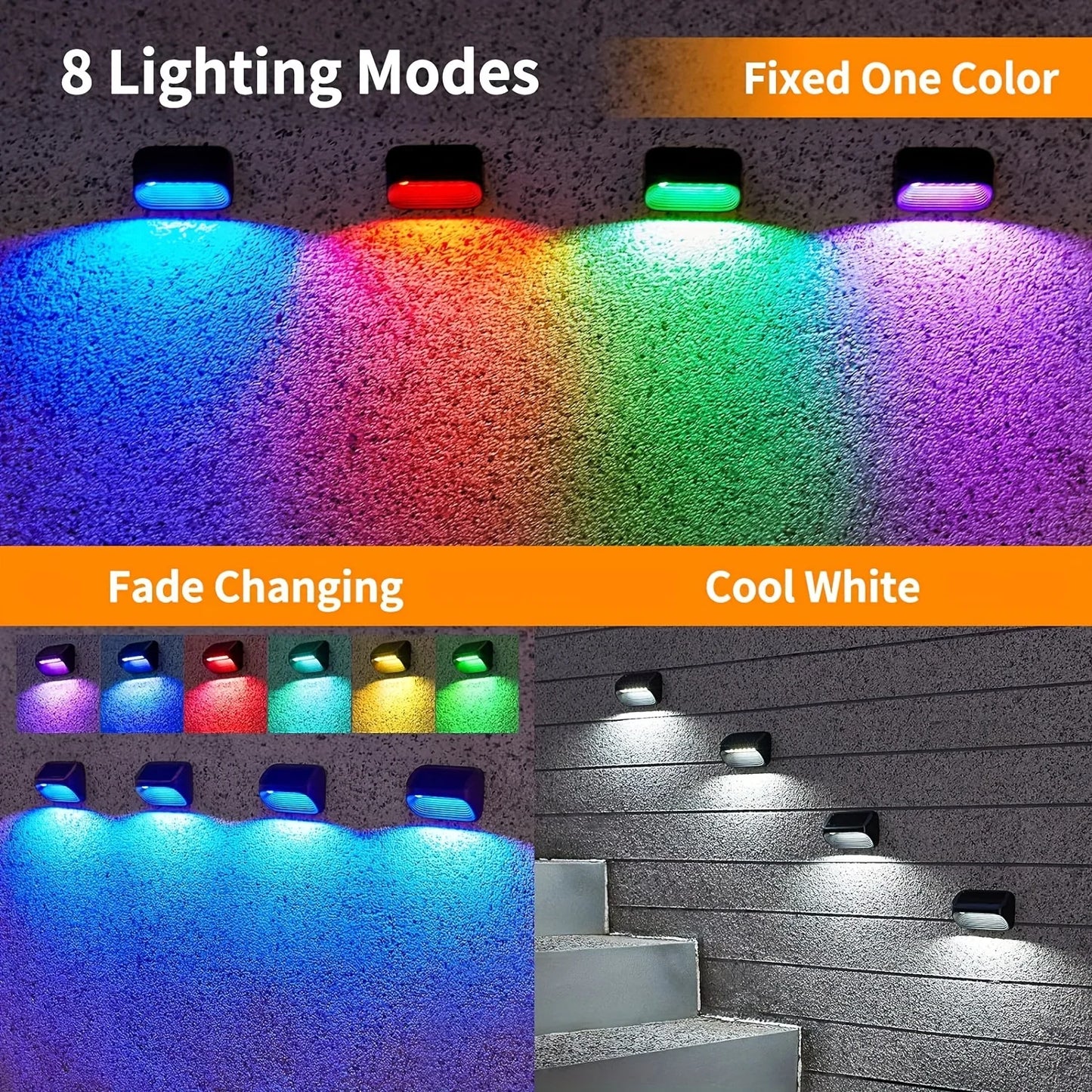 6/12 Pack Fence Lights Solar Powered, Auto On/Off, Solar Deck Lights for Outside Yard Fence Deck Wall Patio Decor