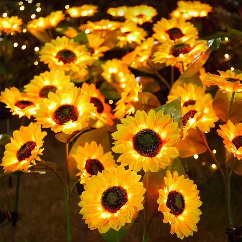 Solar Sunflower Lawn Light Outdoor Garden Decorative LED Lights Landscape Porch Summer Decoration Light Sensor Auto Brightness