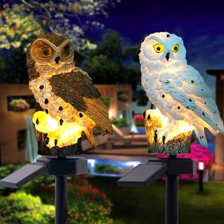 Solar Owl Solar Led Light Outdoor Garden Solar Light Waterproof Owl LED Lamp Hanging Swing Resin Night Light Balcony Decoration