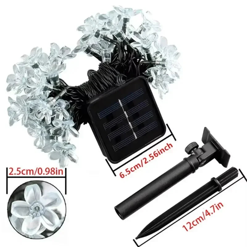 LED Solar Cherry Blossom Light String Decor Garden Summer Holiday Garland Fairy Light Wedding Party Decoration Outdoor Lamp