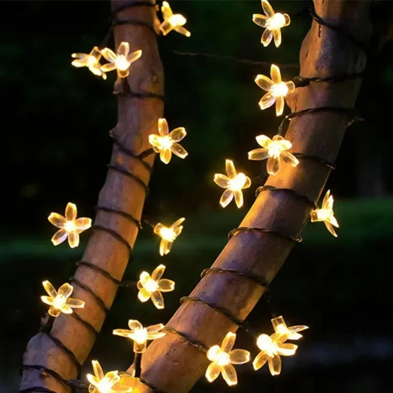 LED Solar Cherry Blossom Light String Decor Garden Summer Holiday Garland Fairy Light Wedding Party Decoration Outdoor Lamp