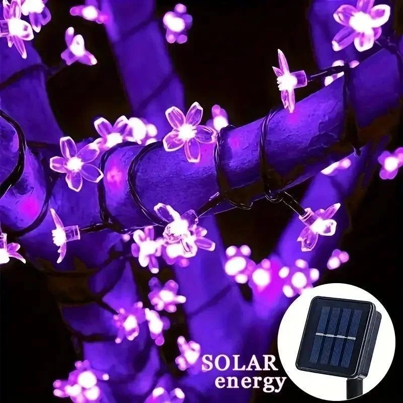 LED Solar Cherry Blossom Light String Decor Garden Summer Holiday Garland Fairy Light Wedding Party Decoration Outdoor Lamp