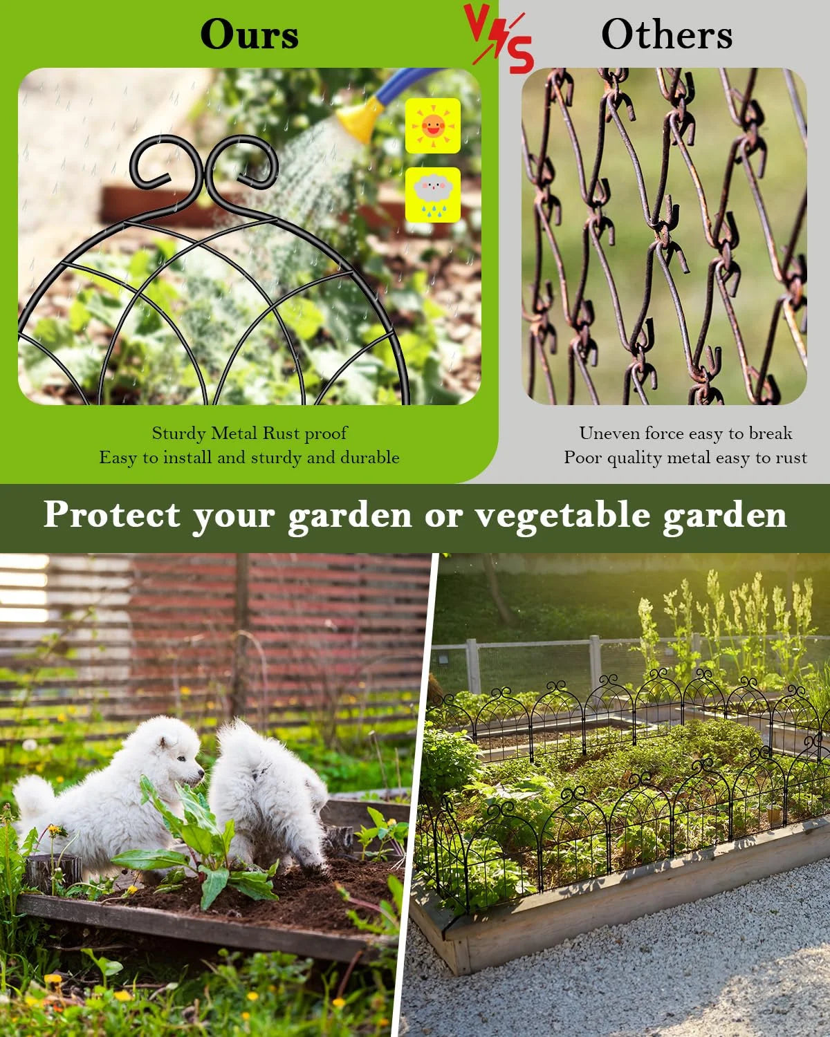 20 Pcs Decorative Garden Metal Fence, No Dig Fencing Border Animal Barrier Fence, for Landscape Patio Yard Outdoor Decor