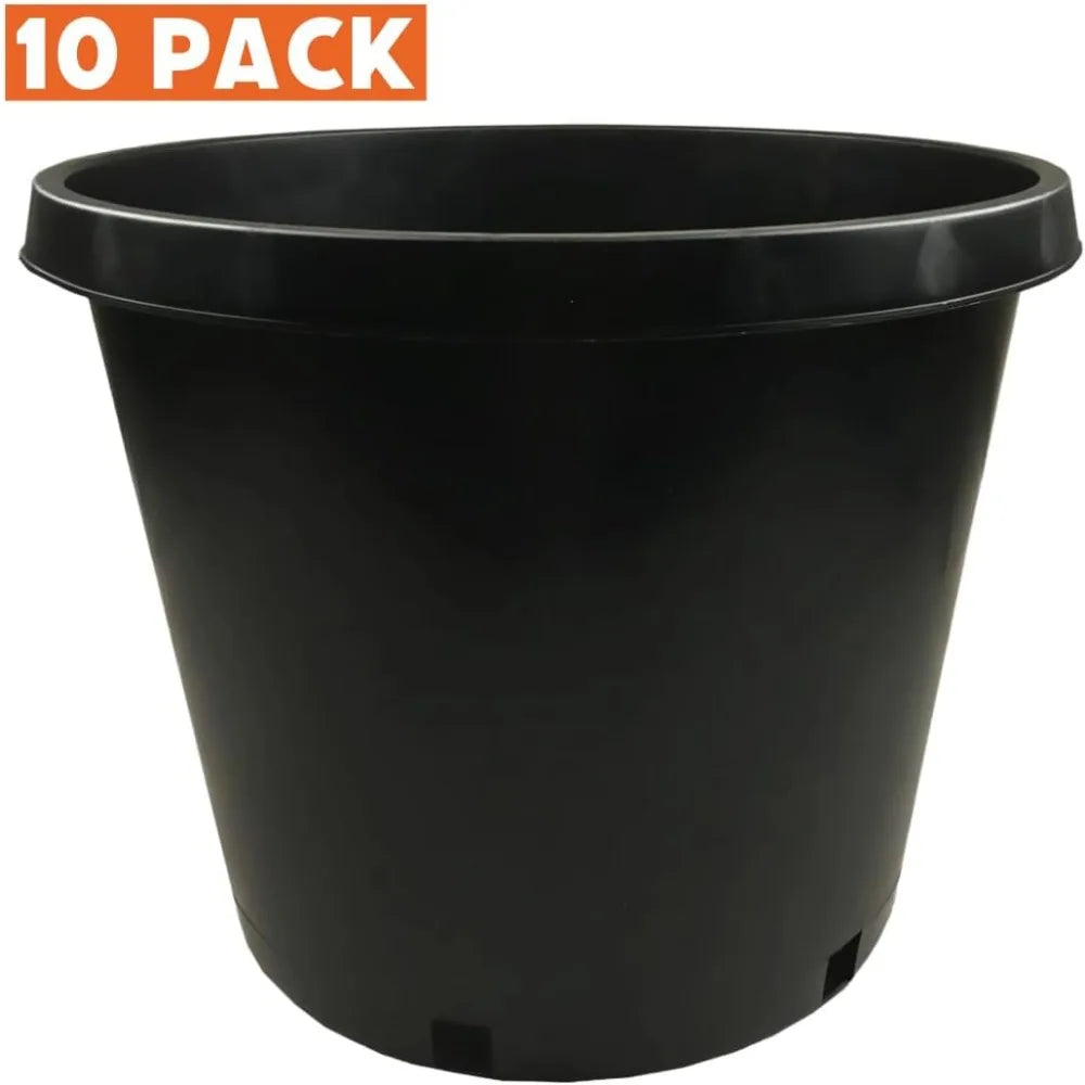 10-Pack 15 Gallon Premium Black Plastic Nursery Plant Container Garden Planter Pots (15 Gallon) by Arcadia Intl