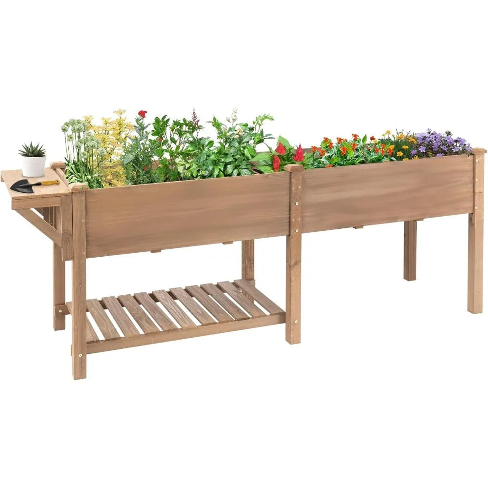 Raised Garden Bed with Legs Outdoor, Elevated Garden Box with Legs, Large Storage Shelf for Vegetable, Flower, Herb, Easy to Ass