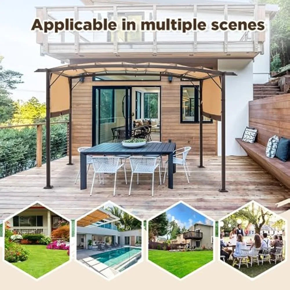 Pergola 9' x 12' Outdoor Pergolas, Pergolas and Gazebo Clearance, Retractable Metal Pergola with Sun Shade Canopy for Patio