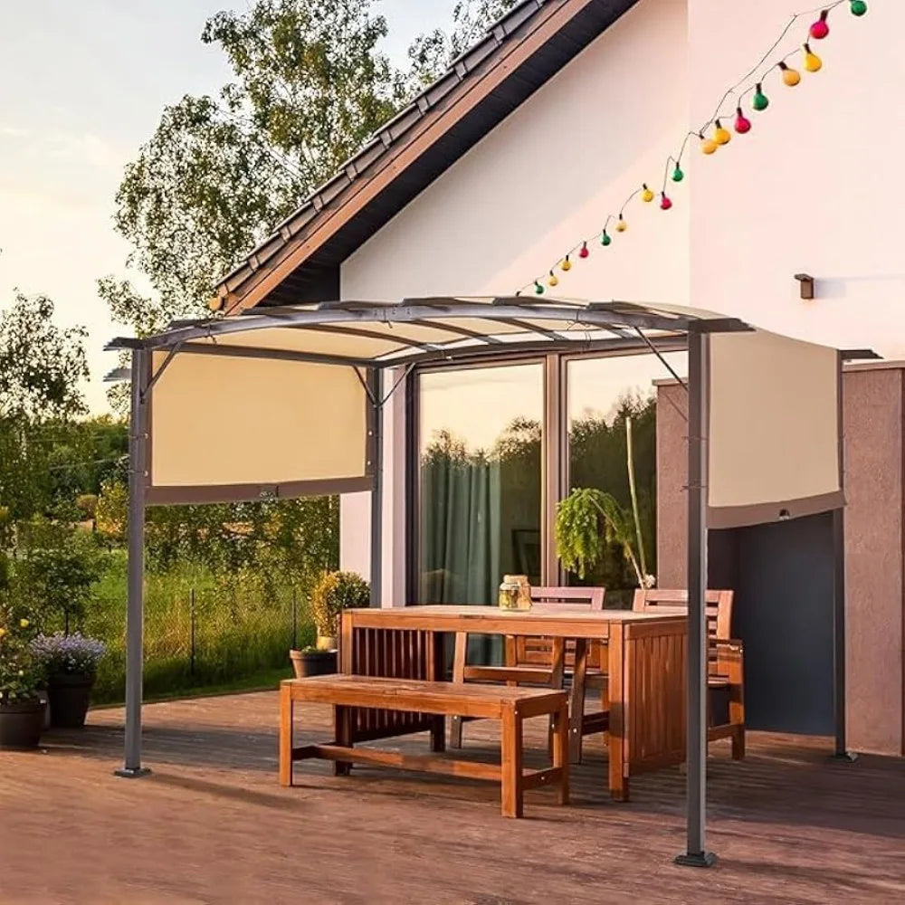 Pergola 9' x 12' Outdoor Pergolas, Pergolas and Gazebo Clearance, Retractable Metal Pergola with Sun Shade Canopy for Patio