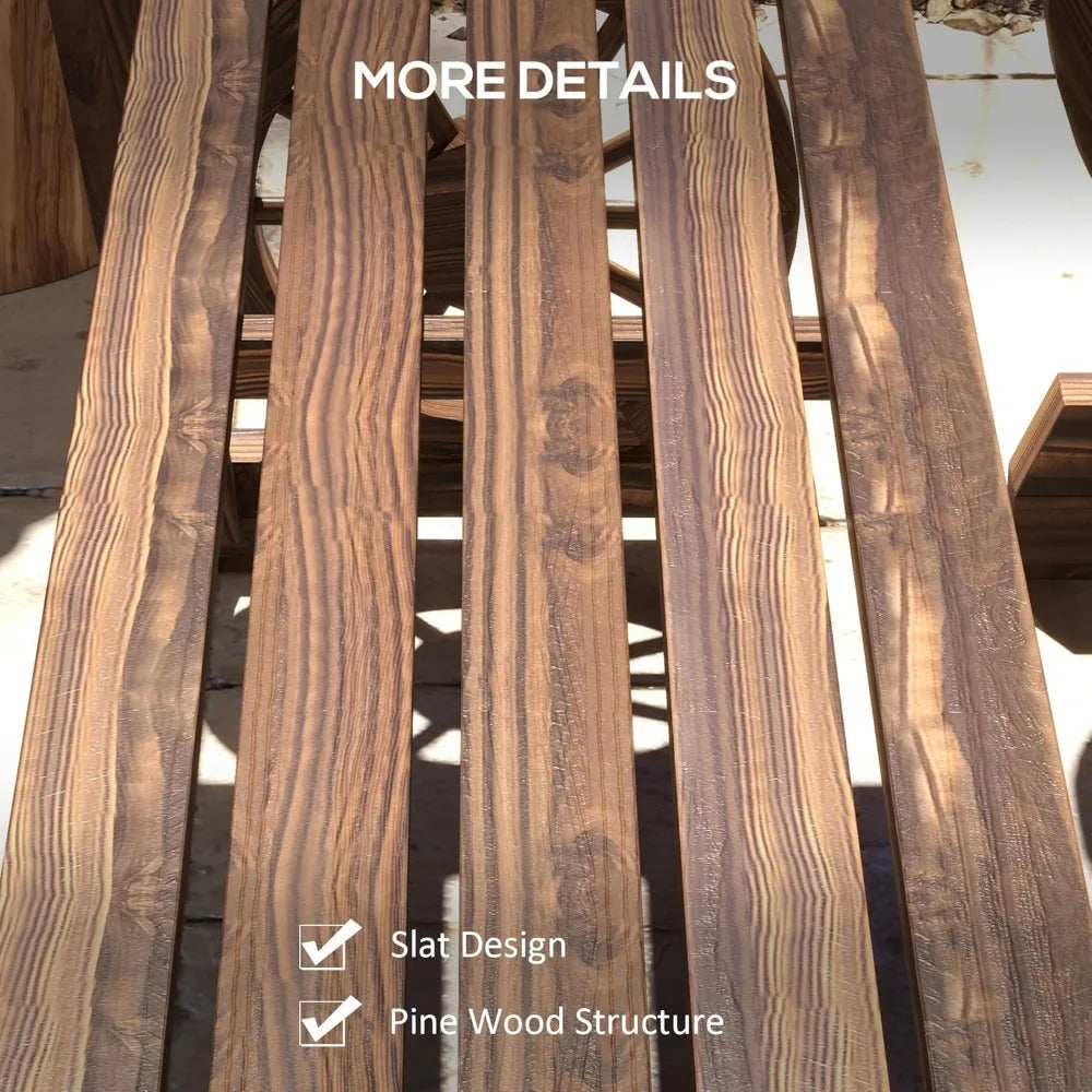 Outdoor Table and Chairs for 4 People, Wooden Patio Table and Dining Bench Set, 3 Piece All Weather Furniture Set