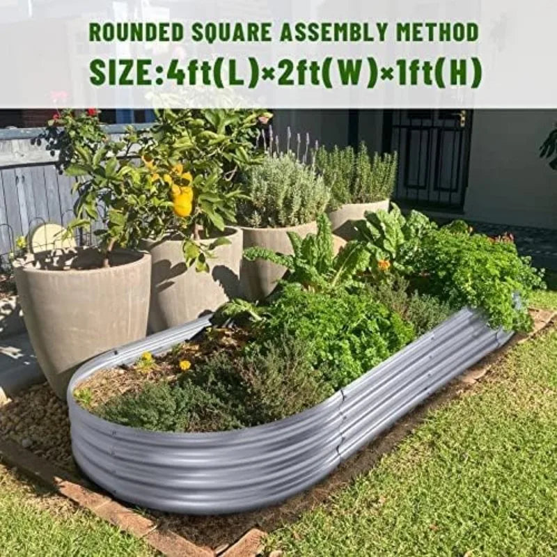 2Pcs Galvanized Raised Garden Bed Kit, Galvanized Planter Oval Large Metal Raised Garden Boxes Outdoor for Vegetables…