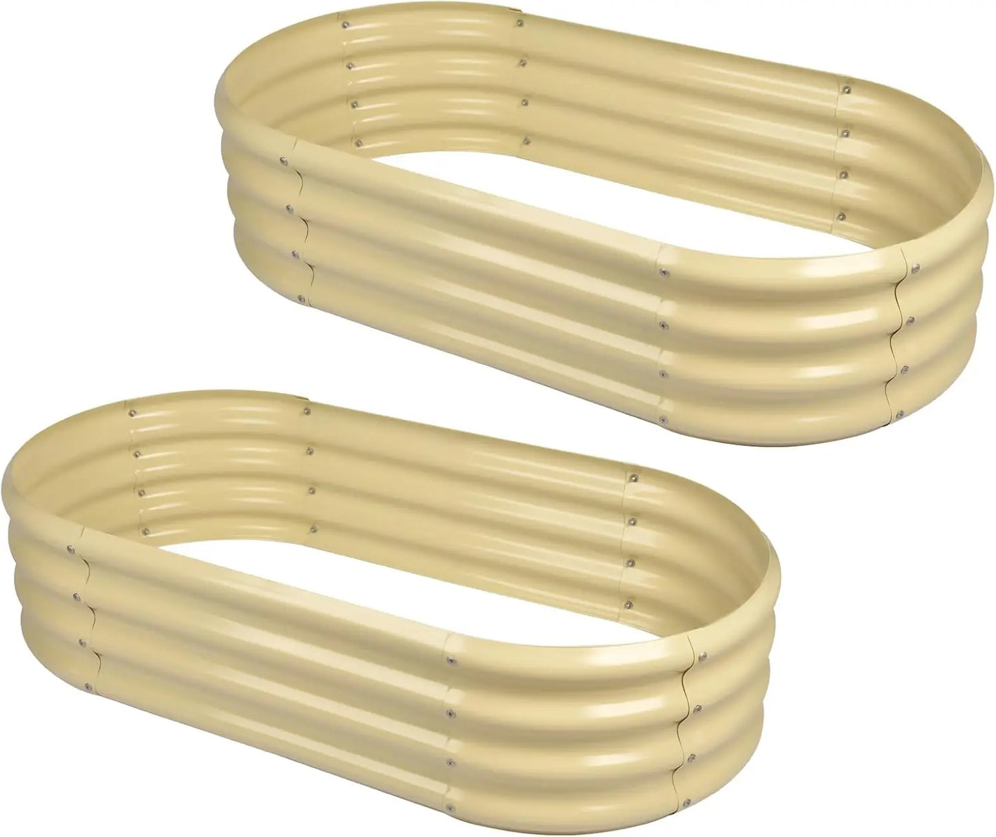 2Pcs Galvanized Raised Garden Bed Kit, Galvanized Planter Oval Large Metal Raised Garden Boxes Outdoor for Vegetables…
