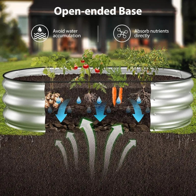 Raised Garden Bed Kit, 4x2x1 ft Galvanized Planter Box Outdoor with Safety Edging, Large Metal Raised Beds