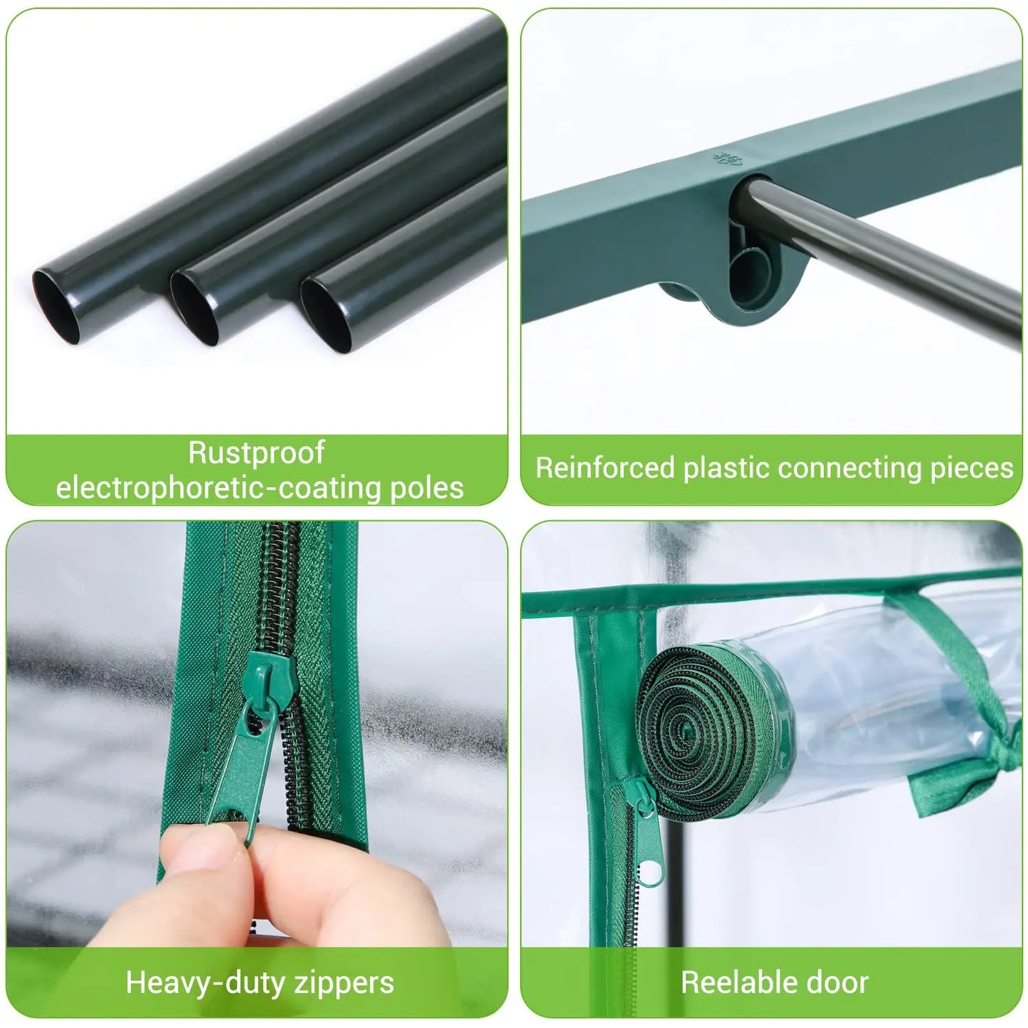 Ohuhu Mini Greenhouse for Outdoors Indoor with 4 Tier Shelves Heavy Duty Transparent PVC Cover Portable Plastic Greenhouses