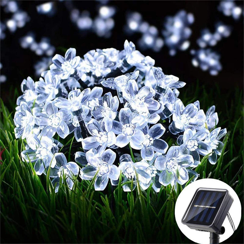 LED Solar Cherry Blossom Light String Decor Garden Summer Holiday Garland Fairy Light Wedding Party Decoration Outdoor Lamp