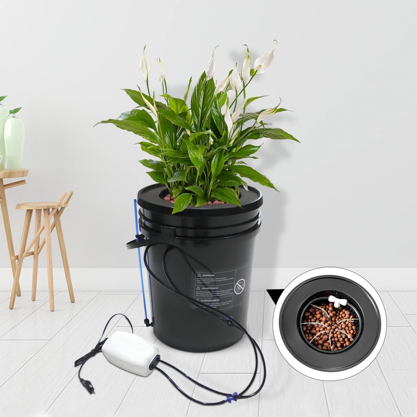 Hydroponics Growing System Recirculating Drip Garden System with Multi-Purpose Air Hose, Air Pump, and Air Stone