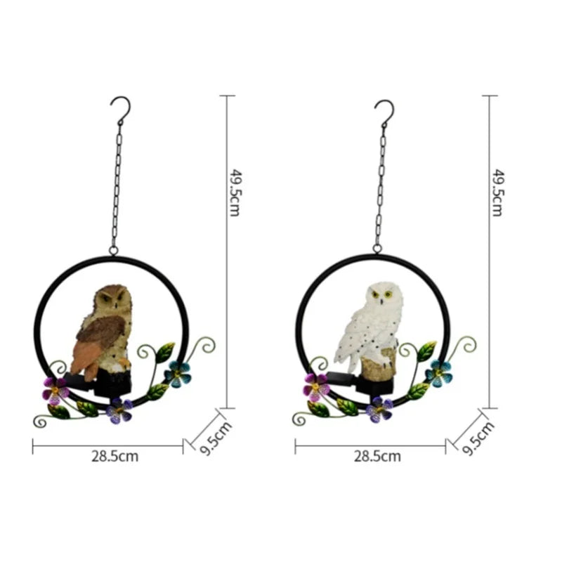 Solar Owl Solar Led Light Outdoor Garden Solar Light Waterproof Owl LED Lamp Hanging Swing Resin Night Light Balcony Decoration