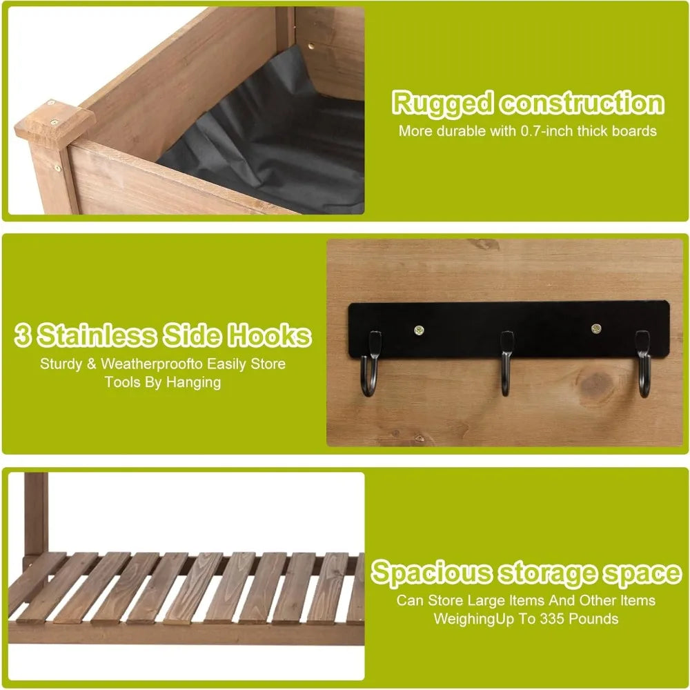 Raised Garden Bed with Legs Outdoor, Elevated Garden Box with Legs, Large Storage Shelf for Vegetable, Flower, Herb, Easy to Ass