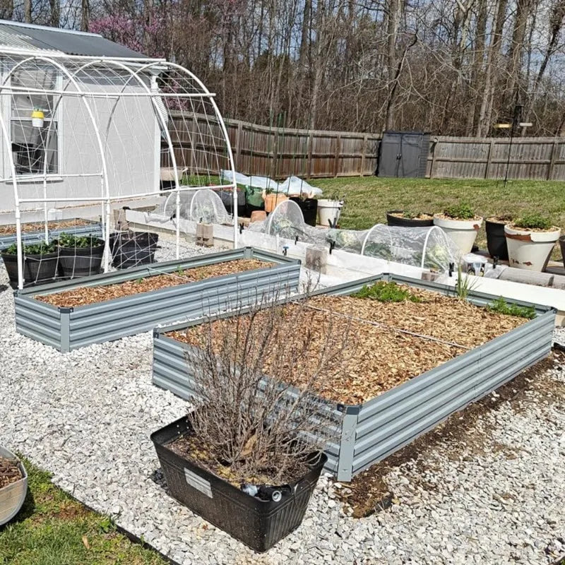 8x4x1ft(2 Pack) Galvanized Raised Garden Bed,Outdoor Planter Box Metal Patio Kit Planting Bed
