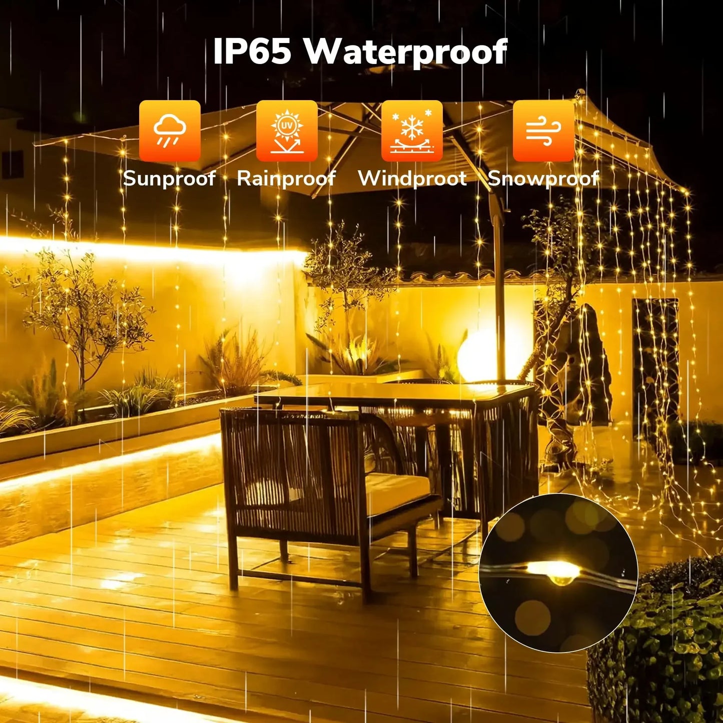 Solar String Lights Outdoor Decorations, 66FT 200 LED 8 Modes Waterproof Fair Patio Lights for Tree Garden Valentine (2Pack)