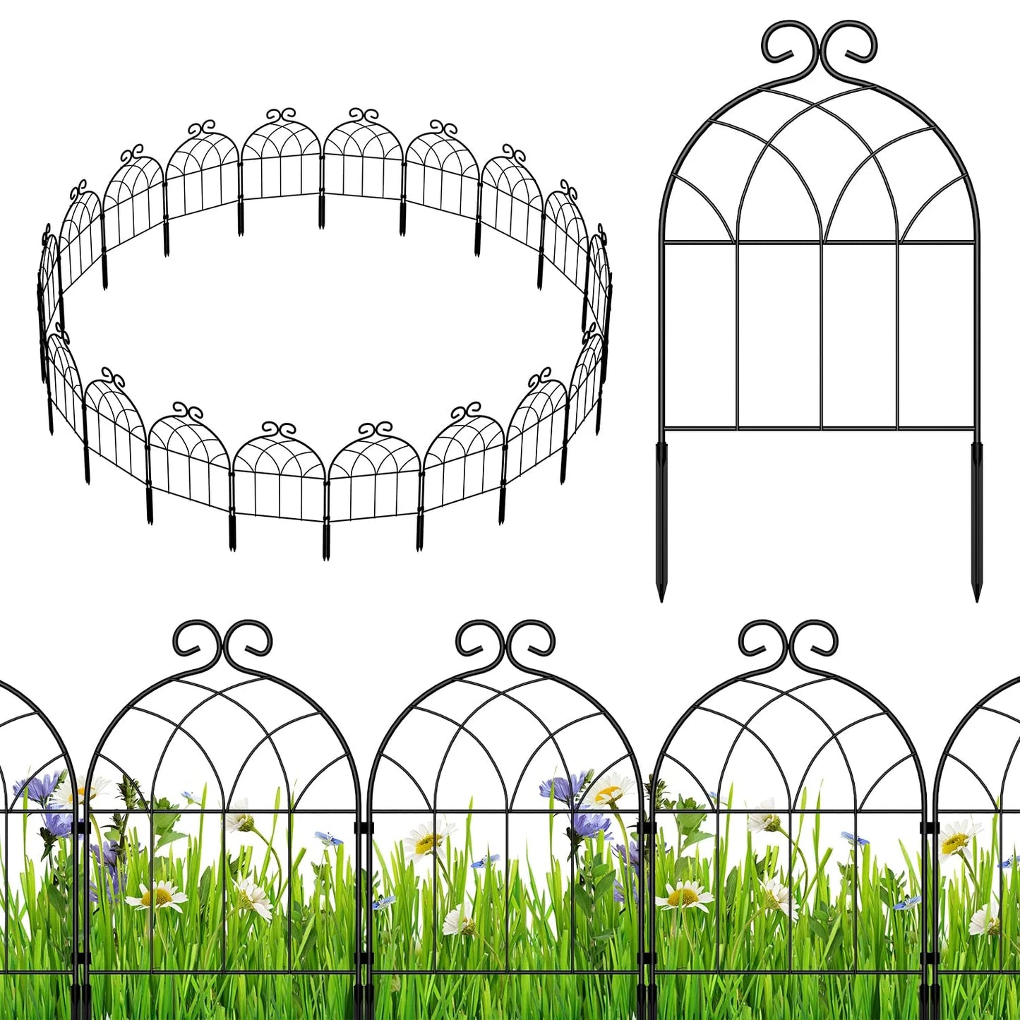 20 Pcs Decorative Garden Metal Fence, No Dig Fencing Border Animal Barrier Fence, for Landscape Patio Yard Outdoor Decor