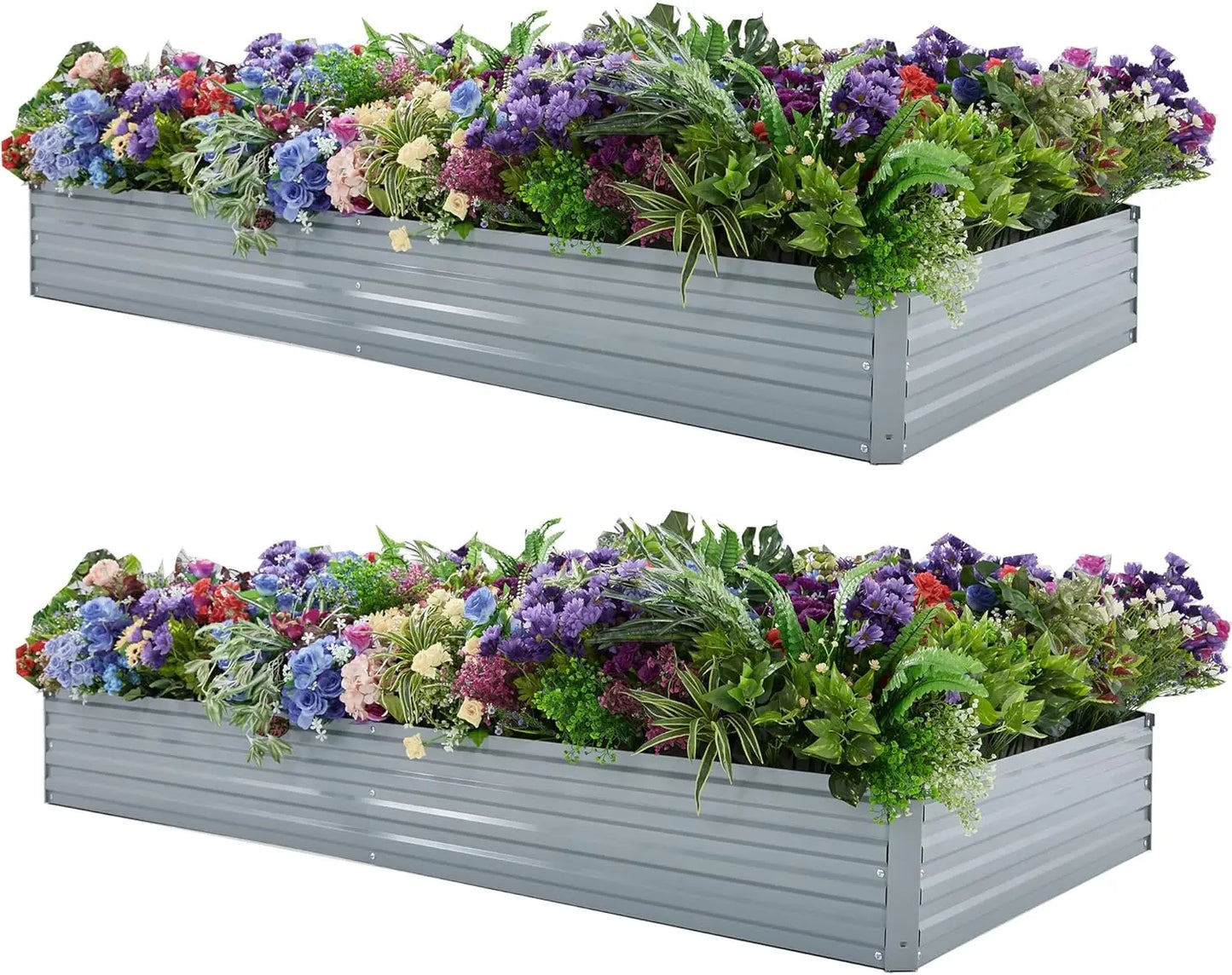 8x4x1ft(2 Pack) Galvanized Raised Garden Bed,Outdoor Planter Box Metal Patio Kit Planting Bed