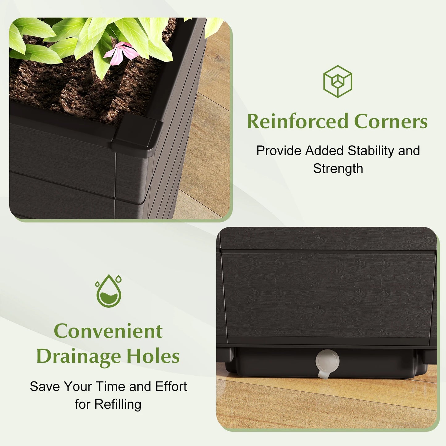 23" Tall Planter Set of 2 for Indoor/ Outdoor Use Large Self-Watering Plant Pot