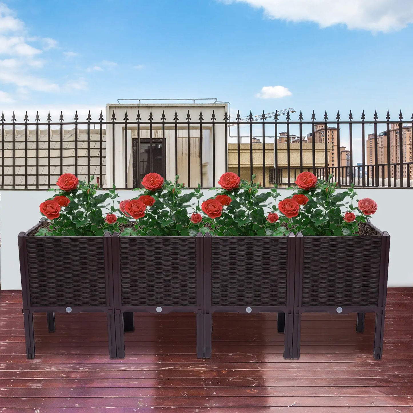 Outdoor Elevated Planter Box with Legs for Vegetable and Flower, Raised Garden Bed Plant