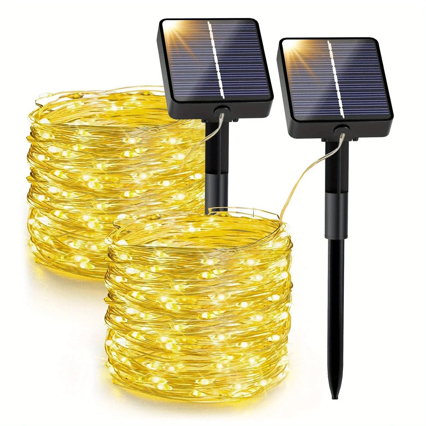 Solar String Lights Outdoor Decorations, 66FT 200 LED 8 Modes Waterproof Fair Patio Lights for Tree Garden Valentine (2Pack)