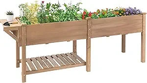 Raised Garden Bed with Legs Outdoor, Elevated Garden Box with Legs, Large Storage Shelf for Vegetable, Flower, Herb, Easy to Ass