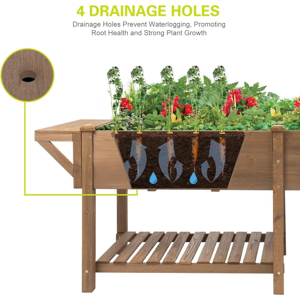 Raised Garden Bed with Legs Outdoor, Elevated Garden Box with Legs, Large Storage Shelf for Vegetable, Flower, Herb, Easy to Ass