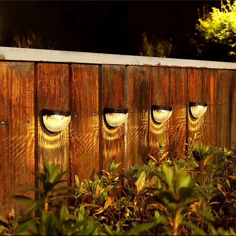 2PCS Solar Wall Lamp, 6LEDs Outdoor Waterproof Solar Light Warm White, for Yard, Garage, Garden, Porch, Fence, Driveway, Railing