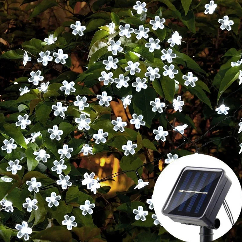 LED Solar Cherry Blossom Light String Decor Garden Summer Holiday Garland Fairy Light Wedding Party Decoration Outdoor Lamp
