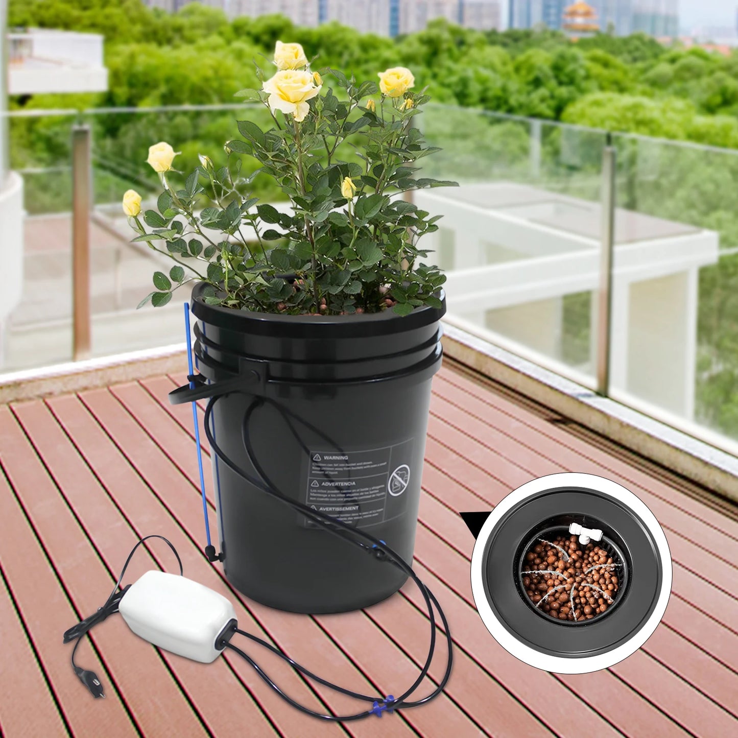 Hydroponics Growing System Recirculating Drip Garden System with Multi-Purpose Air Hose, Air Pump, and Air Stone