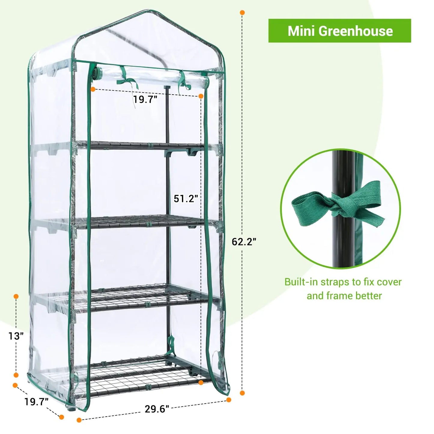 Ohuhu Mini Greenhouse for Outdoors Indoor with 4 Tier Shelves Heavy Duty Transparent PVC Cover Portable Plastic Greenhouses