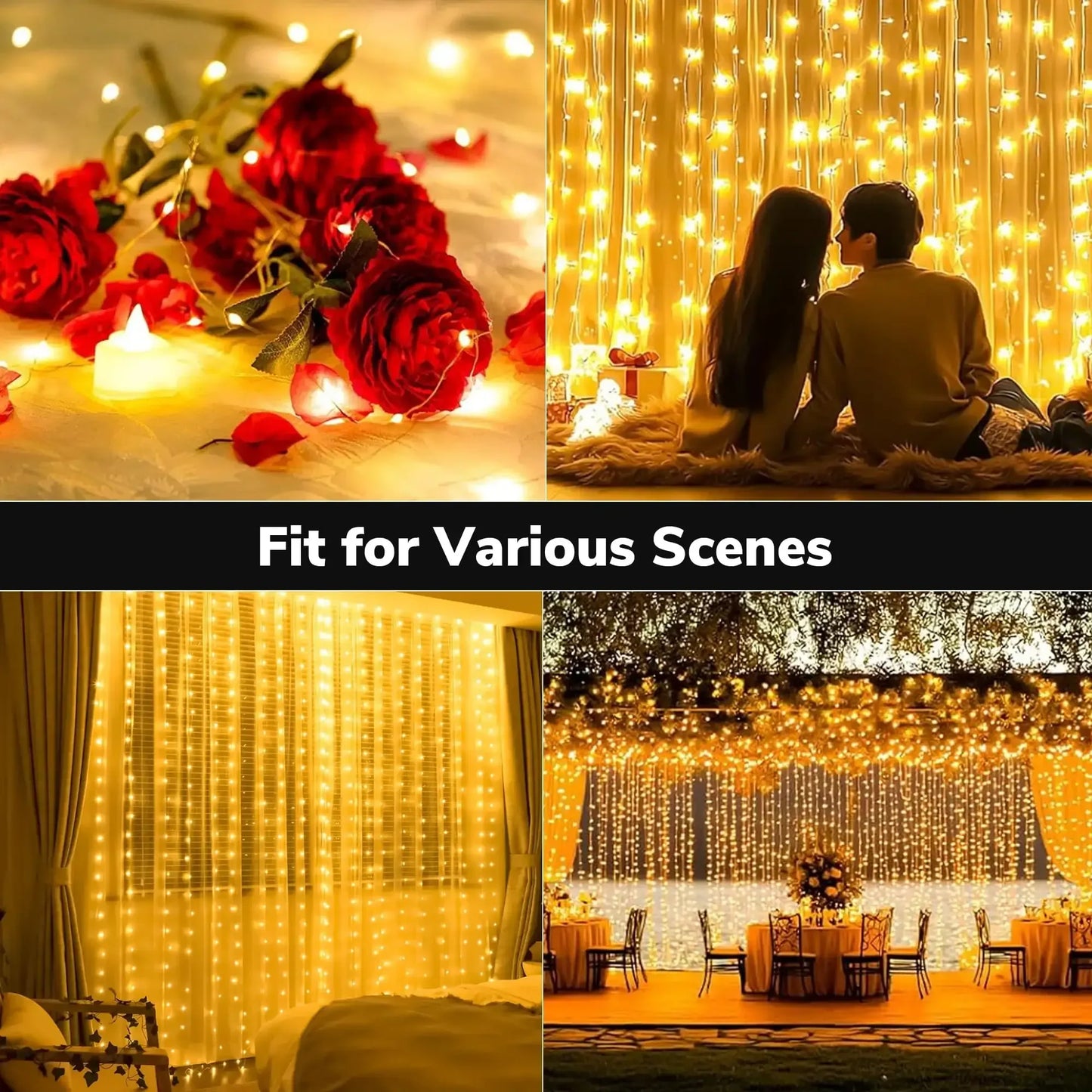 Solar String Lights Outdoor Decorations, 66FT 200 LED 8 Modes Waterproof Fair Patio Lights for Tree Garden Valentine (2Pack)