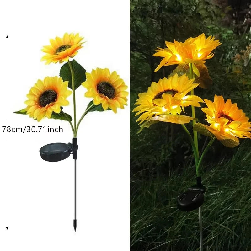 Solar Sunflower Lawn Light Outdoor Garden Decorative LED Lights Landscape Porch Summer Decoration Light Sensor Auto Brightness