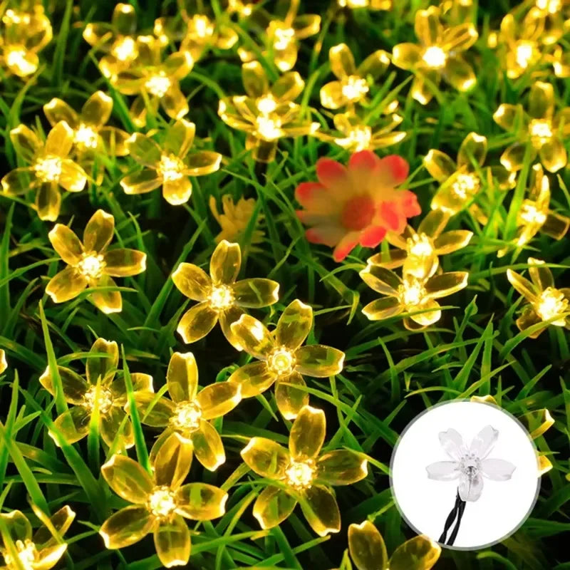 LED Solar Cherry Blossom Light String Decor Garden Summer Holiday Garland Fairy Light Wedding Party Decoration Outdoor Lamp