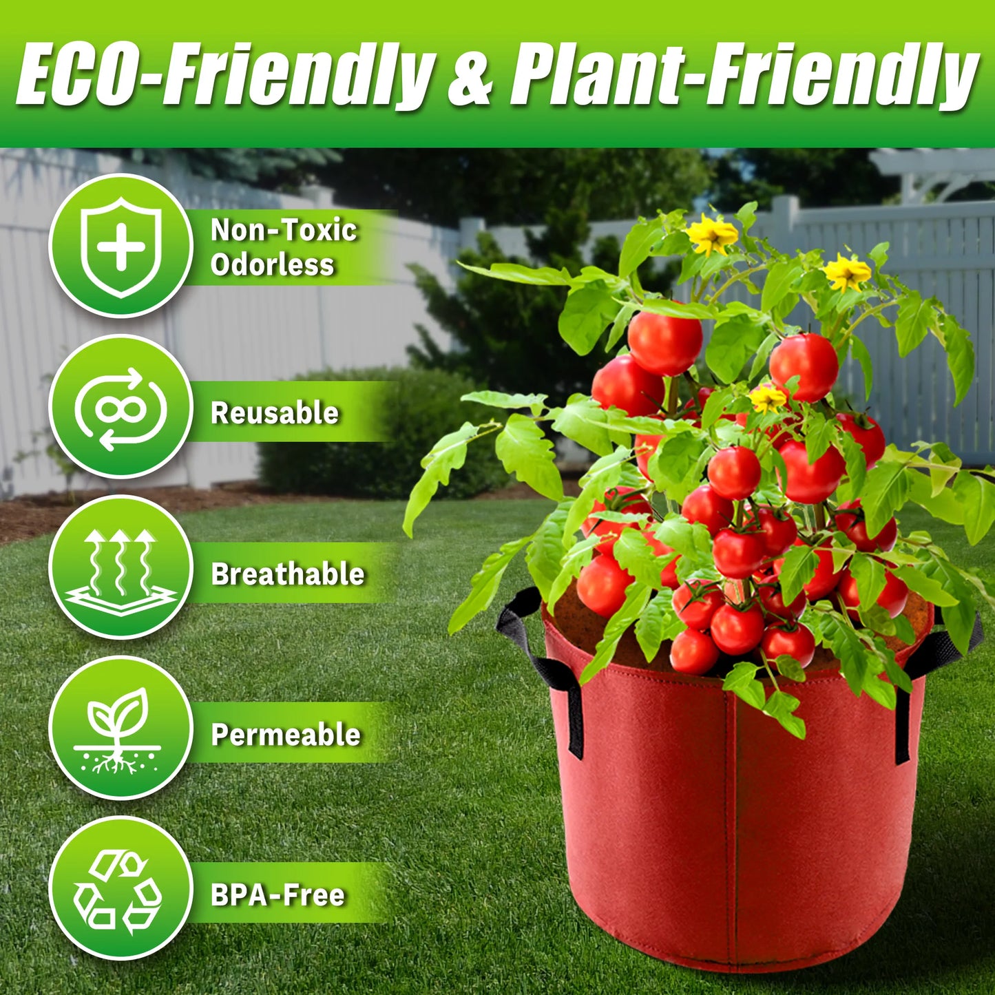 5 Gallon Grow Bags, 7 Pack Colorful Fabric Plant Pots with Handles for Garden and Outdoor Planting