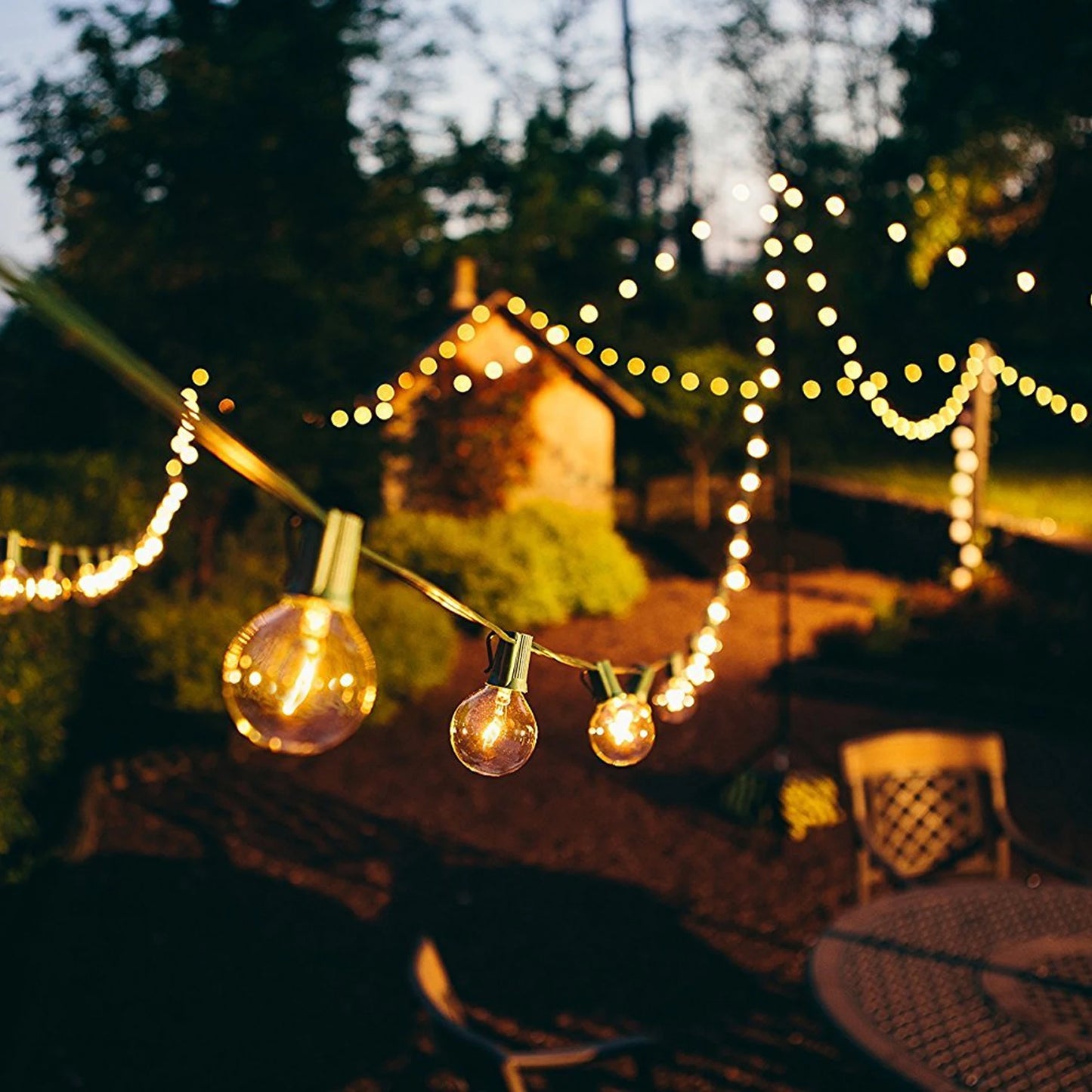 10 Feet Outdoor String Lights, G40 Spherical Led Garden Lights, 5 Edison Old-Fashioned Bulbs, Ip44 Grade Waterproof, Weather-Resistant Materials, Can Be Connected, Outdoor Decoration for Courtyard Porch and Small Restaurants, Christmas, Halloween, New Yea