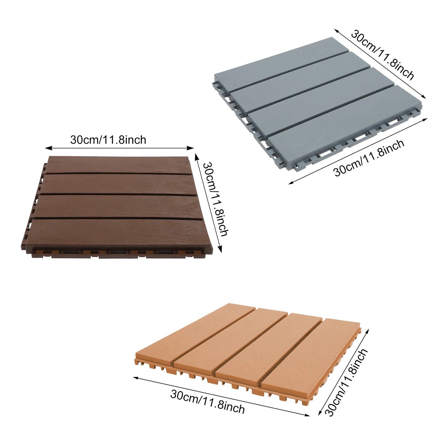 12"x12" Interlocking Deck Tiles for Outdoor  Waterproof Flooring Anti-Slip Tiles for Balcony/Garden/Porch Snap Lock
