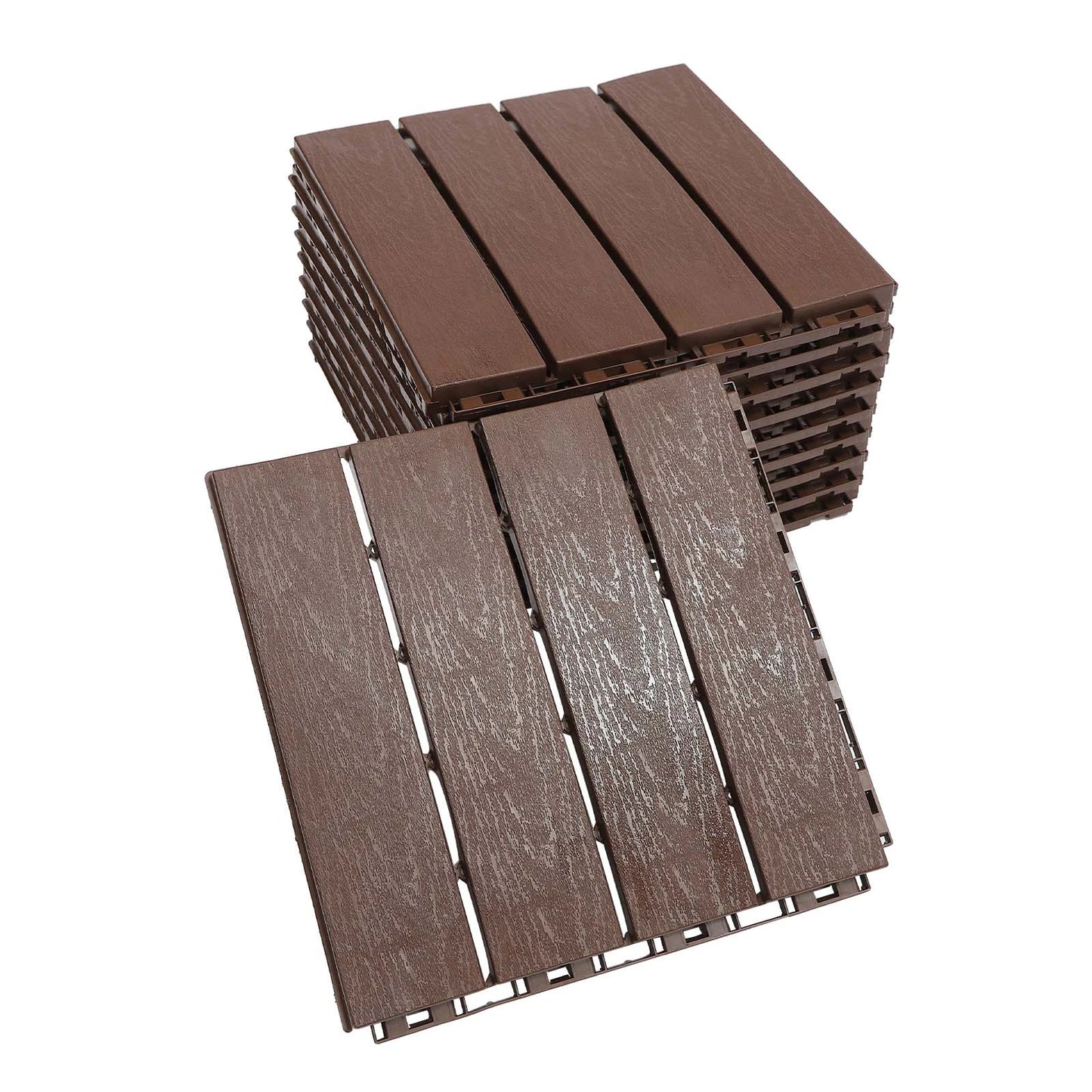 12"x12" Interlocking Deck Tiles for Outdoor  Waterproof Flooring Anti-Slip Tiles for Balcony/Garden/Porch Snap Lock