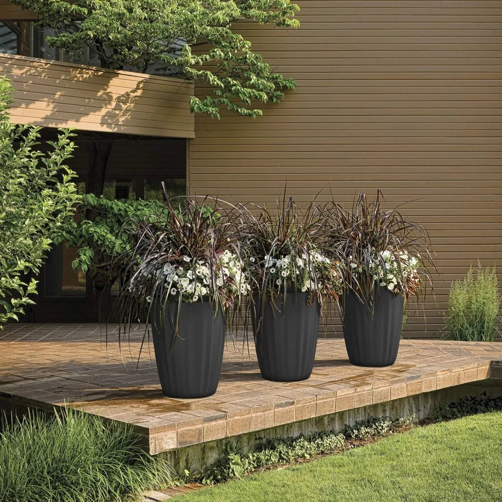 Crescent Garden Pleat Planter, Large Outdoor/Indoor Pot, 23-Inch (Weathered Terracotta)