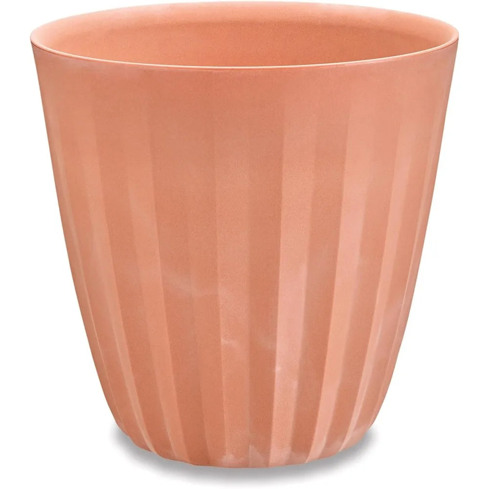Crescent Garden Pleat Planter, Large Outdoor/Indoor Pot, 23-Inch (Weathered Terracotta)