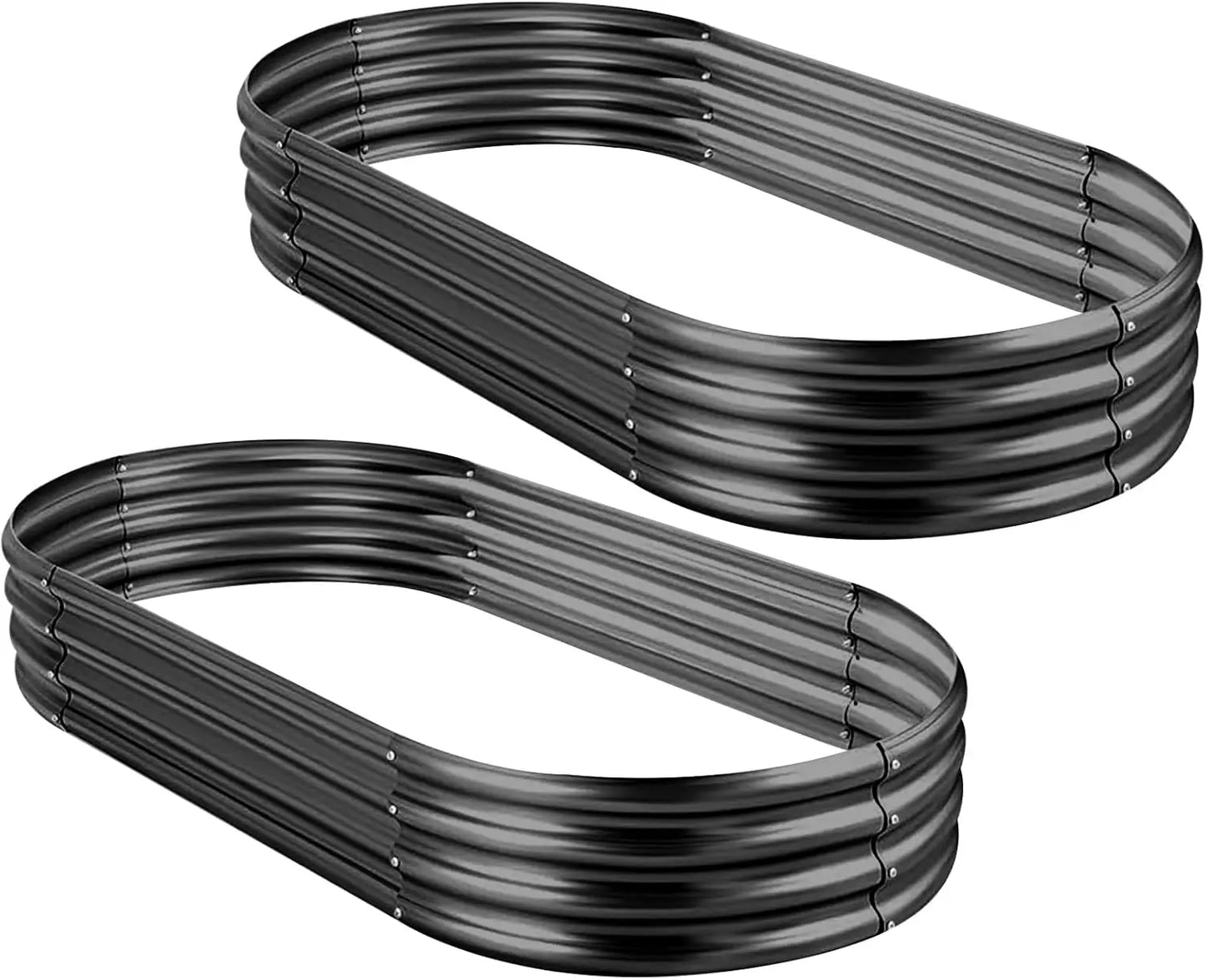 2Pcs Galvanized Raised Garden Bed Kit, Galvanized Planter Oval Large Metal Raised Garden Boxes Outdoor for Vegetables…