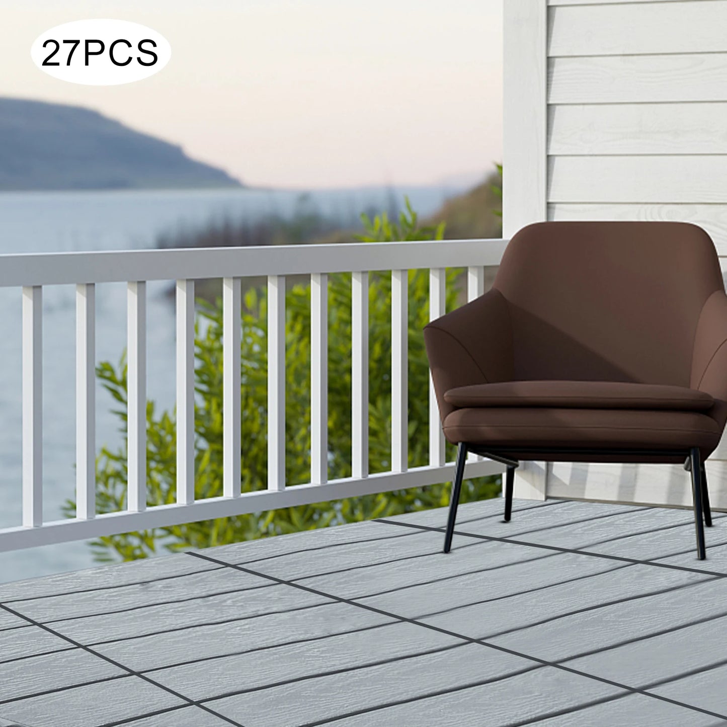 12"x12" Interlocking Deck Tiles for Outdoor  Waterproof Flooring Anti-Slip Tiles for Balcony/Garden/Porch Snap Lock