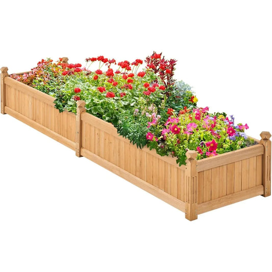 Yaheetech 90.5″ L×23.5″ W×16″ H Wooden Raised Garden Bed, Horticulture Wood Rectangular Garden Planter Outdoor, Raised Planter B