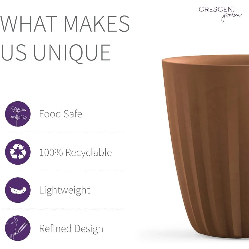 Crescent Garden Pleat Planter, Large Outdoor/Indoor Pot, 23-Inch (Weathered Terracotta)