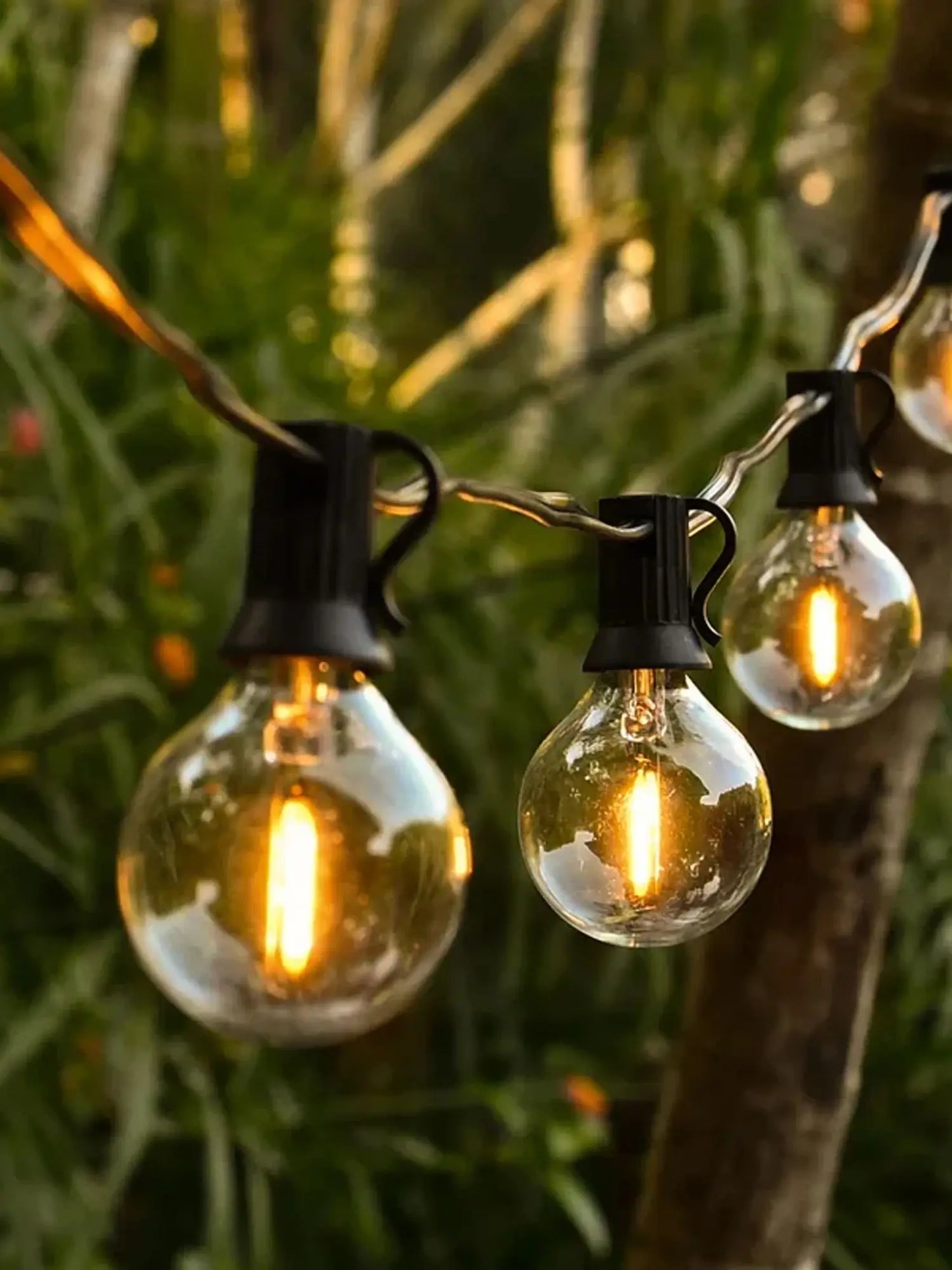 10 Feet Outdoor String Lights, G40 Spherical Led Garden Lights, 5 Edison Old-Fashioned Bulbs, Ip44 Grade Waterproof, Weather-Resistant Materials, Can Be Connected, Outdoor Decoration for Courtyard Porch and Small Restaurants, Christmas, Halloween, New Yea